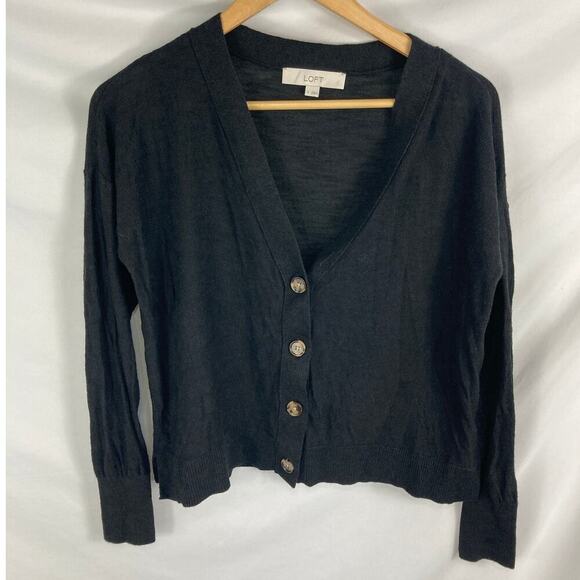 Ann Taylor LOFT Button Up Black Cardigan Size Small - Picture 1 of 7
